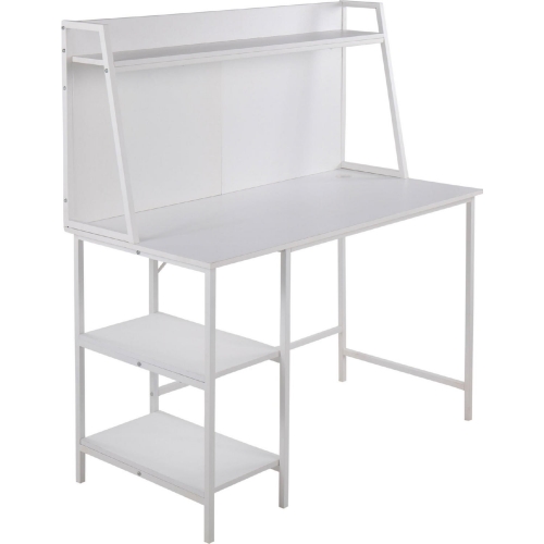 Geo Shelf Desk in White Steel & White Wood